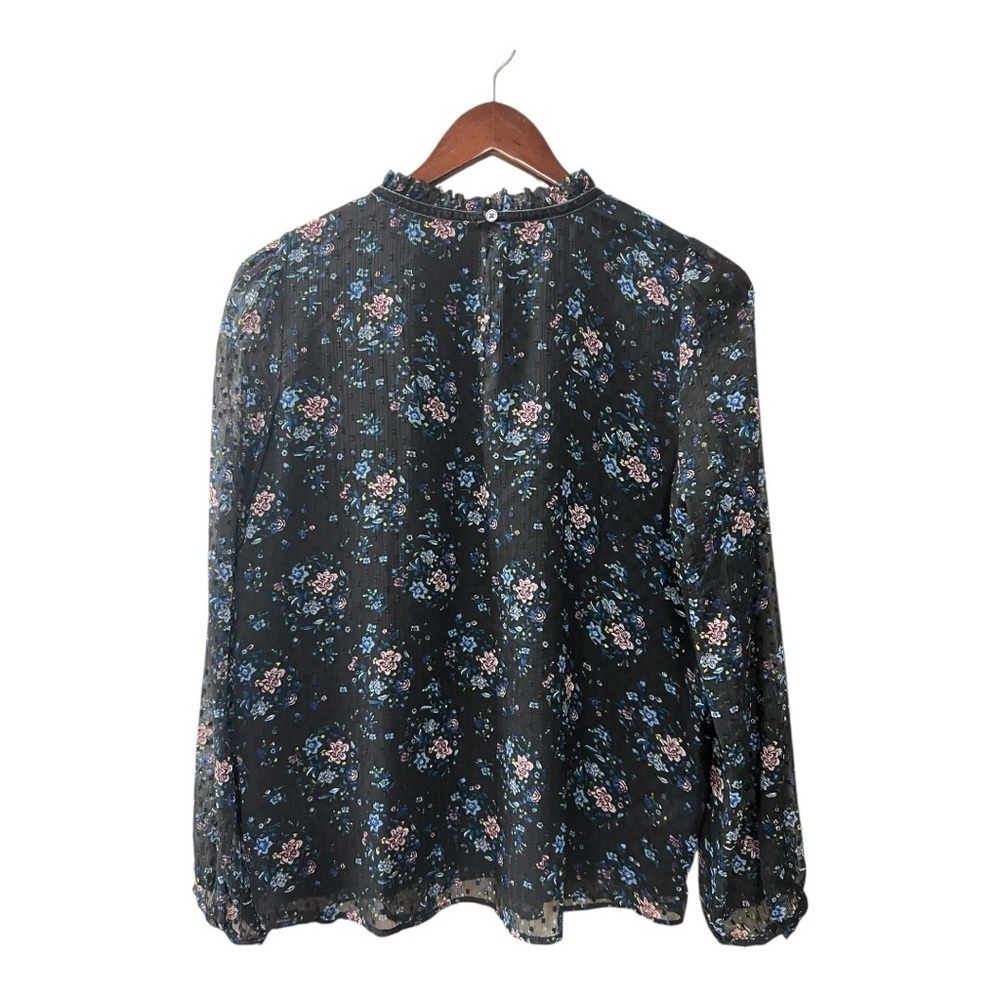 LOFT Bouquet Blouse with Velvet Trim Collar Size M - Picture 4 of 14